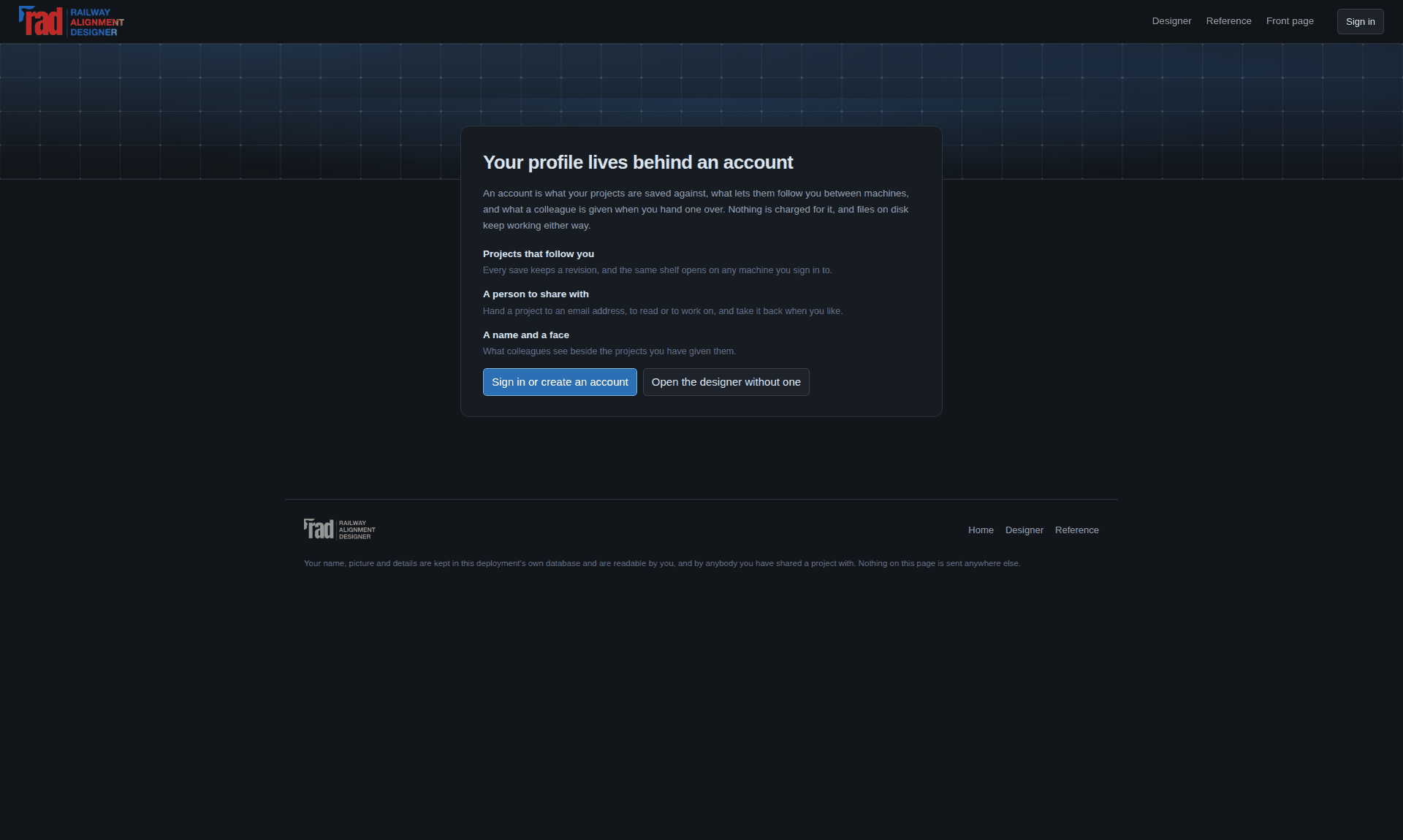The profile page